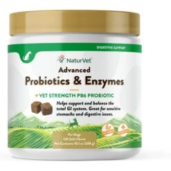 NaturVet Advanced Probiotics & Enzymes Plus Vet Strength PB6 Probiotic Soft Chews Digestive Supplement For Dogs
