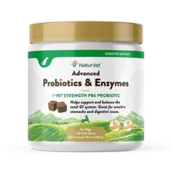 NaturVet Advanced Probiotics And Enzymes Digestive Supplement For Dogs, 2.4 G, 120 Ct.