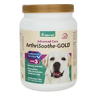NaturVet ArthriSoothe-GOLD Level-3 Advanced Care Chewable Hip And Joint Supplement Tablet For Dogs, 5 G, 240 Ct. 3 NaturVet ArthriSoothe-GOLD Level-3 Advanced Care Chewable Hip And Joint Supplement Tablet For Dogs, 5 G, 240 Ct.