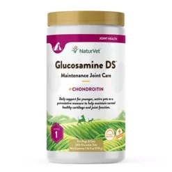 NaturVet Glucosamine DS Level-1 Chewable Hip And Joint Supplement Tablets For Dogs, 3 G, 240 Ct.