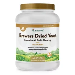 NaturVet Brewers Dried Yeast Formula Garlic Flavor Skin And Coat Supplement For Dogs And Cats, 6.14 Lb., 5000 Ct.