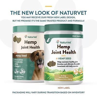 NaturVet Hemp Joint Health Hip And Joint Supplement For Dogs, 1.04 Lb., 120 Ct. 4 NaturVet Hemp Joint Health Hip And Joint Supplement For Dogs, 1.04 Lb., 120 Ct. - Image 2