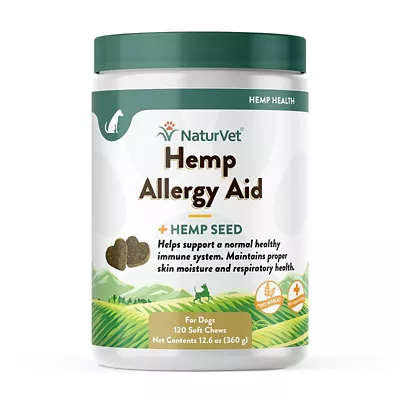 NaturVet Hemp Allergy Aid Plus Hemp Seed Supplement For Dogs, 120 Ct. 3 NaturVet Hemp Allergy Aid Plus Hemp Seed Supplement For Dogs, 120 Ct.