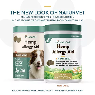 NaturVet Hemp Allergy Aid Plus Hemp Seed Supplement For Dogs, 120 Ct. 4 NaturVet Hemp Allergy Aid Plus Hemp Seed Supplement For Dogs, 120 Ct. - Image 2