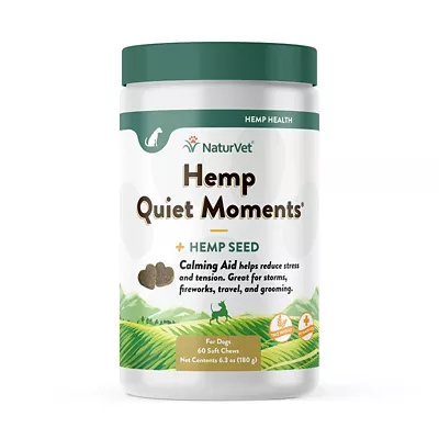 NaturVet Hemp Quiet Moments Plus Hemp Seed Soft Chew Calming Supplement Treats For Dogs, 60 Ct. 3 NaturVet Hemp Quiet Moments Plus Hemp Seed Soft Chew Calming Supplement Treats For Dogs, 60 Ct.