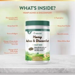 NaturVet Hemp Aches & Discomfort Glucosamine Plus Hemp Seed Dog Supplement -NaturVet 162206 PT4. AC SS1800 V1698693672