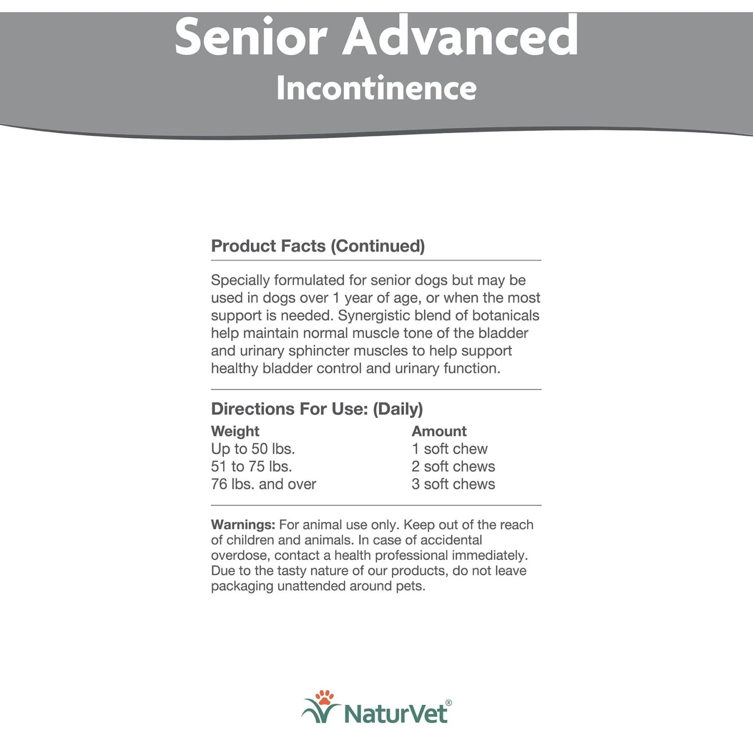 NaturVet Senior Advanced Incontinence With Non-GMO Ingredients Dog Supplement 7 NaturVet Senior Advanced Incontinence With Non-GMO Ingredients Dog Supplement - Image 5