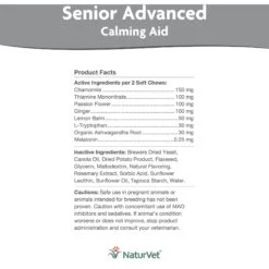 NaturVet Senior Advanced Calming Aid With Non-GMO Ingredients Dog Supplement -NaturVet 216650 PT3. AC SS1800 V1677269511