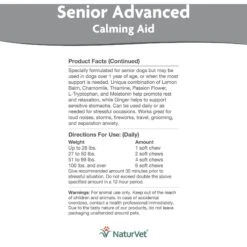 NaturVet Senior Advanced Calming Aid With Non-GMO Ingredients Dog Supplement -NaturVet 216650 PT4. AC SS1800 V1677269511