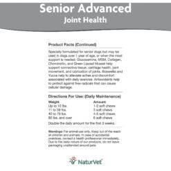 NaturVet Senior Advanced Joint Health Glucosamine, MSM, Chondroition & Collagen Dog Supplement -NaturVet 216657 PT4. AC SS1800 V1595366157