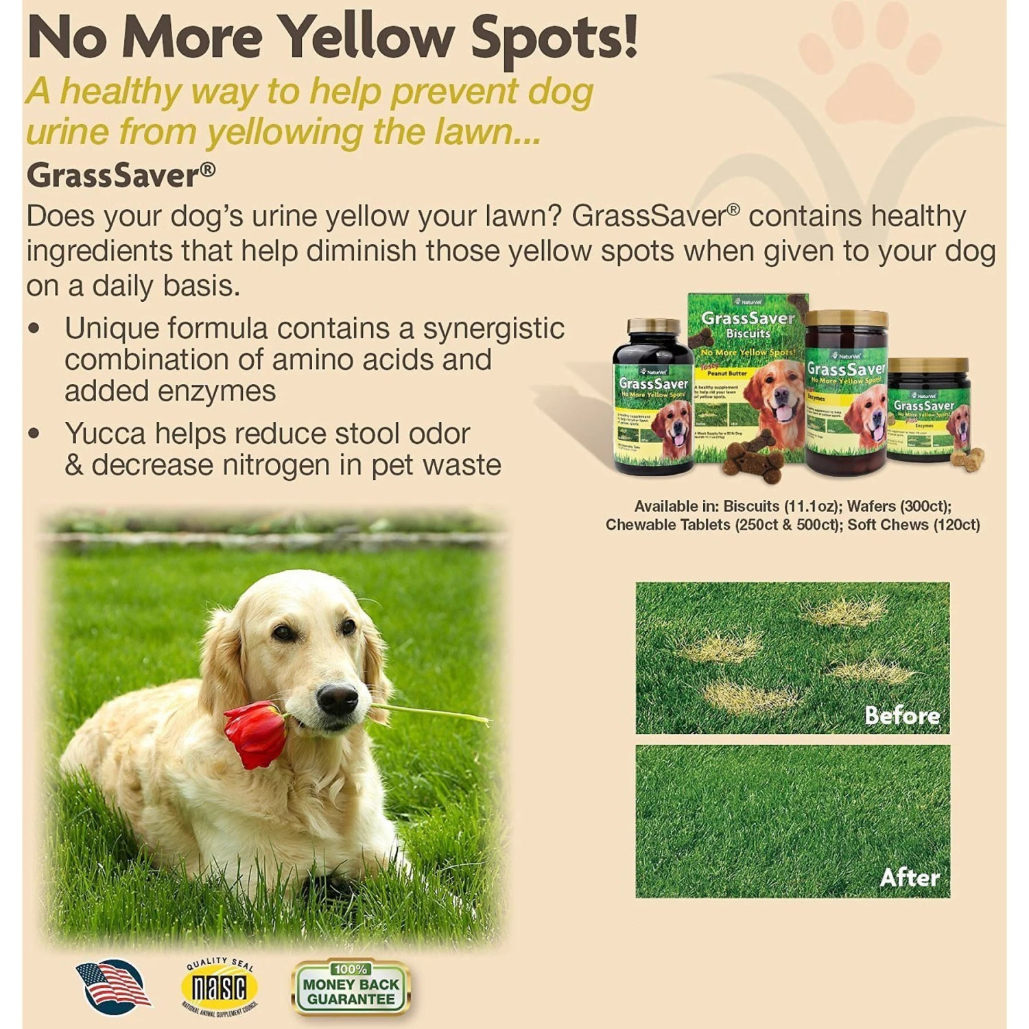NaturVet GrassSaver Plus Enzymes Soft Chews Urinary & Lawn Protection Supplement For Dogs 8 NaturVet GrassSaver Plus Enzymes Soft Chews Urinary & Lawn Protection Supplement For Dogs - Image 6