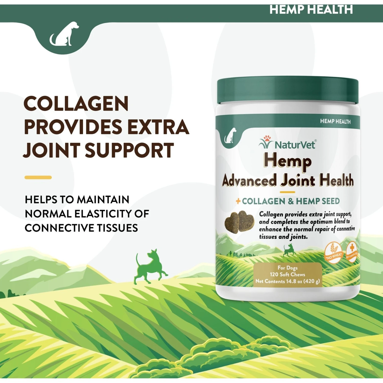 NaturVet Hemp Advanced Joint Health Glucosamine, Chondroitin & MSM Plus Collagen, Extra Joint Support Dog Supplement 5 NaturVet Hemp Advanced Joint Health Glucosamine, Chondroitin & MSM Plus Collagen, Extra Joint Support Dog Supplement - Image 3