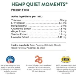 NaturVet Hemp Quiet Moments Liquid Calming Supplement For Cats & Dogs -NaturVet 252056 PT7. AC SS1800 V1698692501