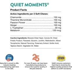 NaturVet Quiet Moments Plus Melatonin Soft Chews Calming Supplement For Dogs -NaturVet 254696 PT5. AC SS1800 V1675967365