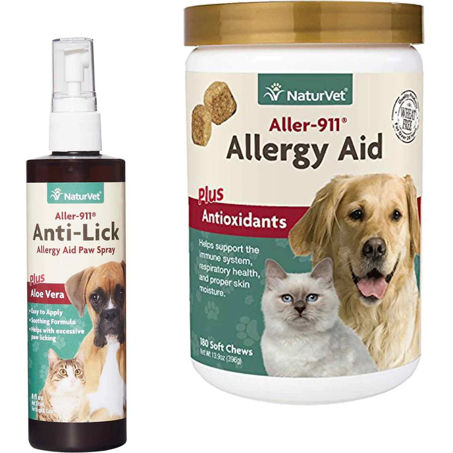 NaturVet Aller-911 Allergy Aid Anti-Lick Paw Plus Aloe Vera Dog & Cat Spray & NaturVet Aller-911 Plus Antioxidants Soft Chews Allergy Supplement For Dogs 3 NaturVet Aller-911 Allergy Aid Anti-Lick Paw Plus Aloe Vera Dog & Cat Spray & NaturVet Aller-911 Plus Antioxidants Soft Chews Allergy Supplement For Dogs