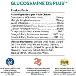 NaturVet Moderate Care Glucosamine DS Plus Soft Chews Joint Supplement For Cats & Dogs 11 NaturVet Moderate Care Glucosamine DS Plus Soft Chews Joint Supplement For Cats & Dogs -NaturVet 294355 PT4. AC SS1800 V1675894732
