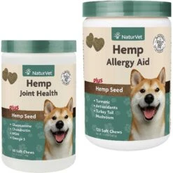 NaturVet Hemp Soft Chews Joint Supplement For Dogs & NaturVet Hemp Soft Chews Allergy Supplement For Dogs