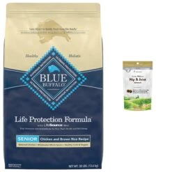 NaturVet Senior Wellness Hip & Joint Advanced Glucosamine, Chondroitin & MSM Plus Omegas Dog Supplement & Blue Buffalo Life Protection Formula Senior Chicken & Brown Rice Recipe Dry Dog Food