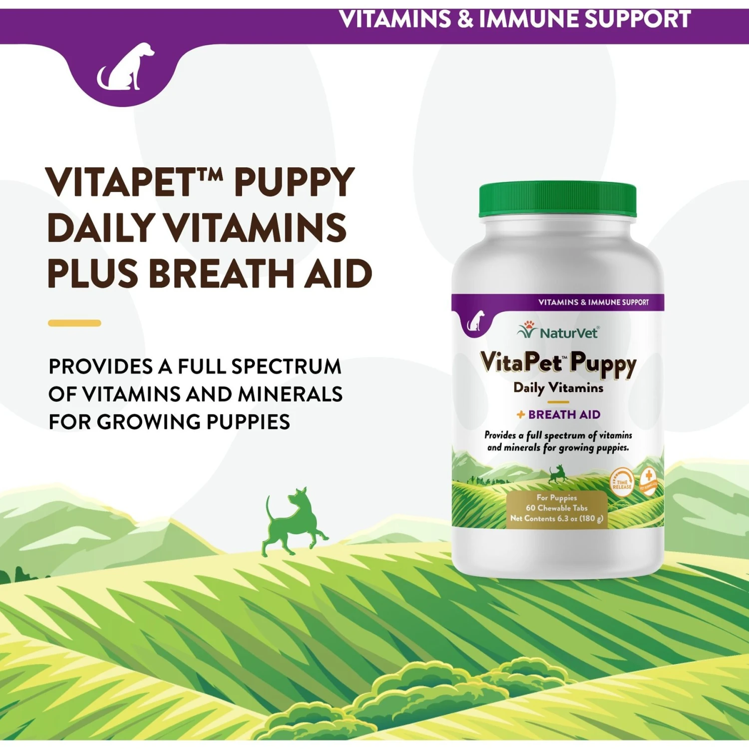 NaturVet VitaPet Puppy Plus Breath Aid Chewable Tablets Multivitamin For Dogs 5 NaturVet VitaPet Puppy Plus Breath Aid Chewable Tablets Multivitamin For Dogs - Image 3