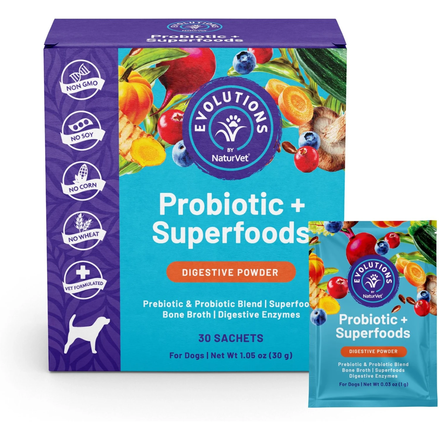 NaturVet Evolutions Probiotic + Superfoods Dog Supplement, 30 Count 3 NaturVet Evolutions Probiotic + Superfoods Dog Supplement, 30 Count