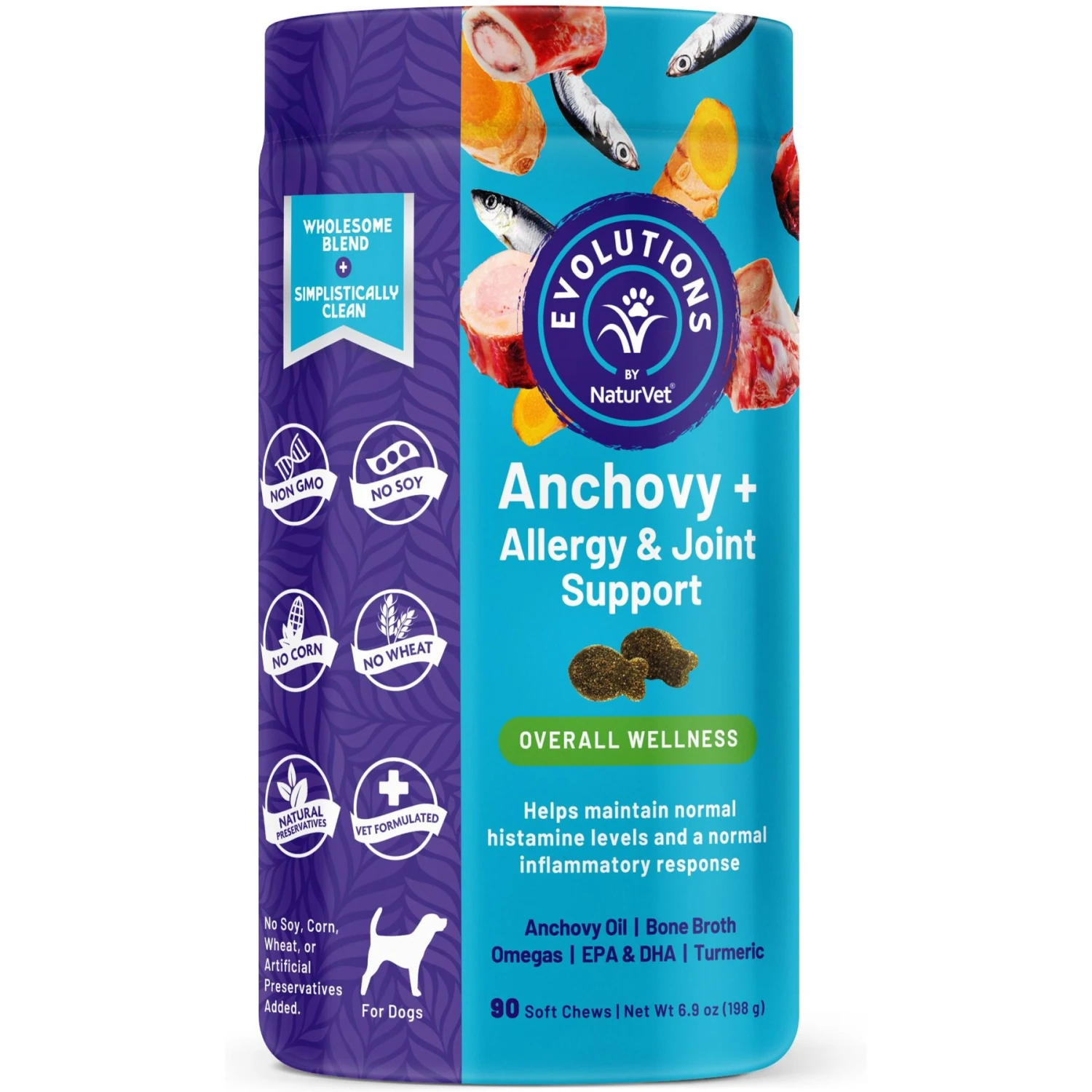 NaturVet Evolutions Anchovy + Allergy Support Soft Chews Dog Supplement 3 NaturVet Evolutions Anchovy + Allergy Support Soft Chews Dog Supplement