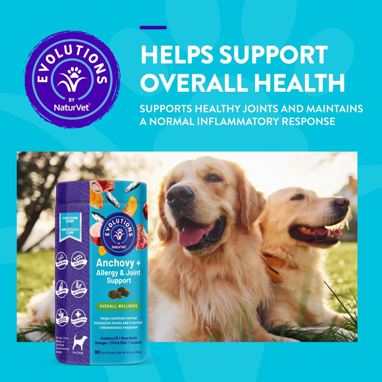 NaturVet Evolutions Anchovy + Allergy Support Soft Chews Dog Supplement 4 NaturVet Evolutions Anchovy + Allergy Support Soft Chews Dog Supplement - Image 2