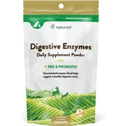 NaturVet Digestive Enzymes Plus Pre & Probiotic Powder Digestive Supplement For Cats & Dogs