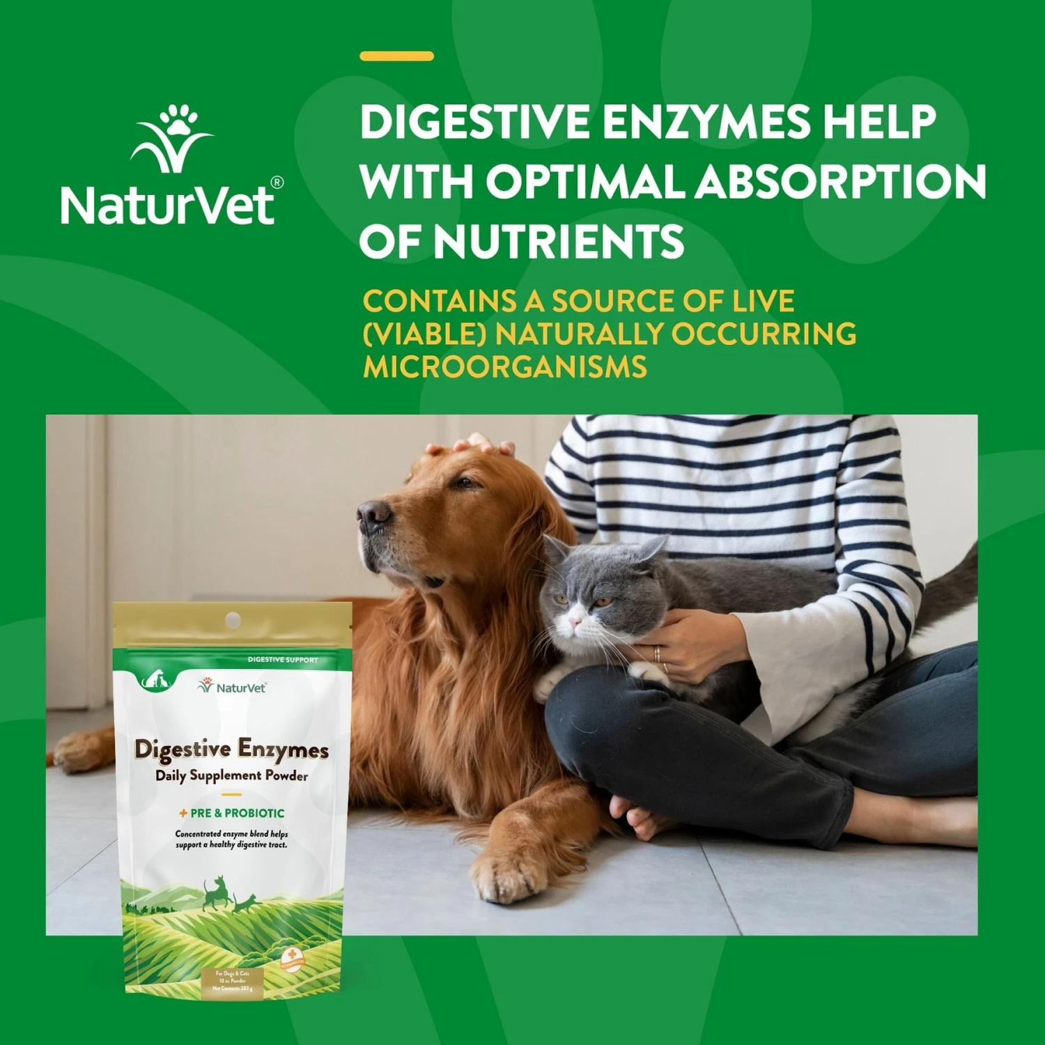NaturVet Digestive Enzymes Plus Pre & Probiotic Powder Digestive Supplement For Cats & Dogs 6 NaturVet Digestive Enzymes Plus Pre & Probiotic Powder Digestive Supplement For Cats & Dogs - Image 4