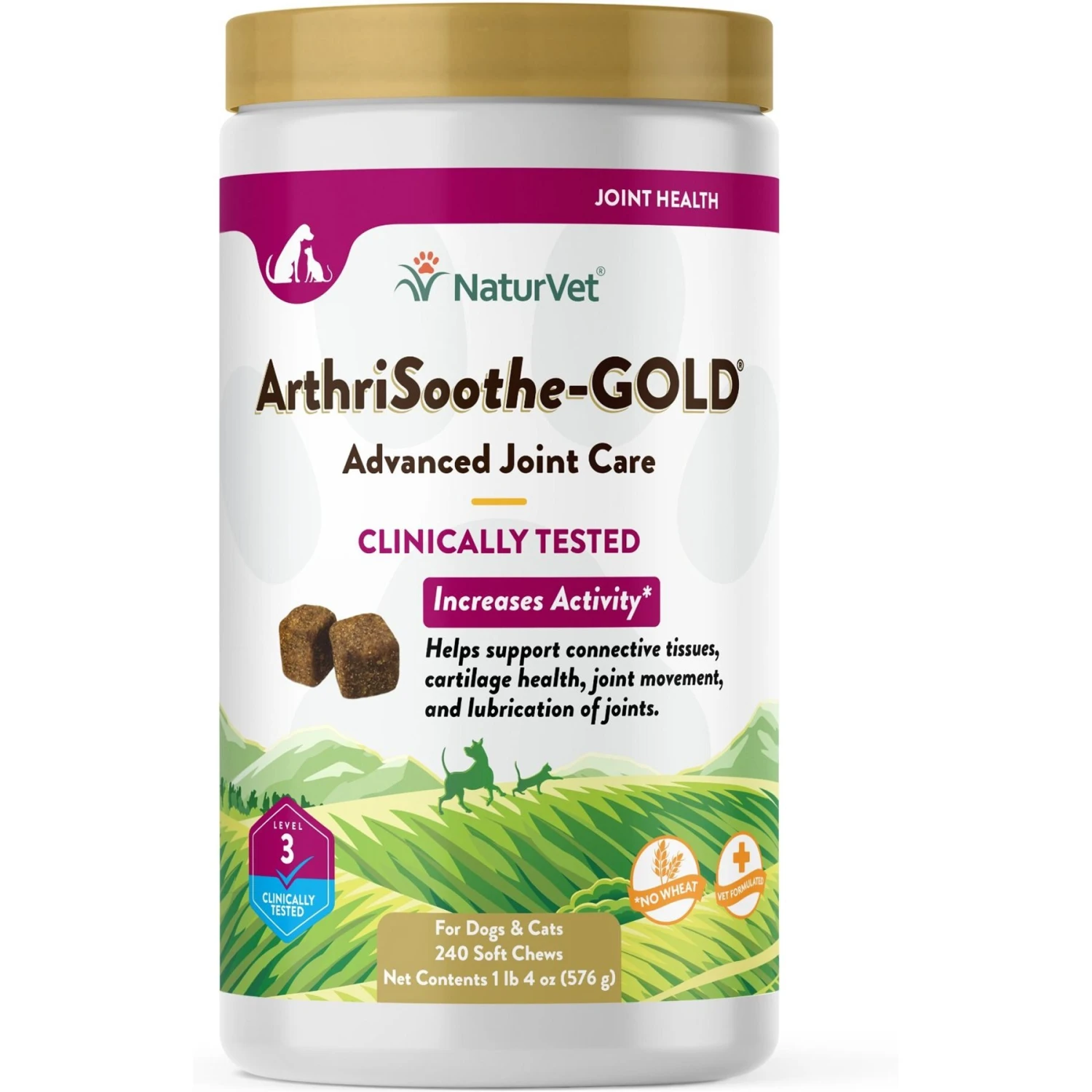 NaturVet ArthriSoothe-GOLD Level 3 MSM & Glucosamine Joint Supplement For Dogs & Cats, 240 Count 3 NaturVet ArthriSoothe-GOLD Level 3 MSM & Glucosamine Joint Supplement For Dogs & Cats, 240 Count