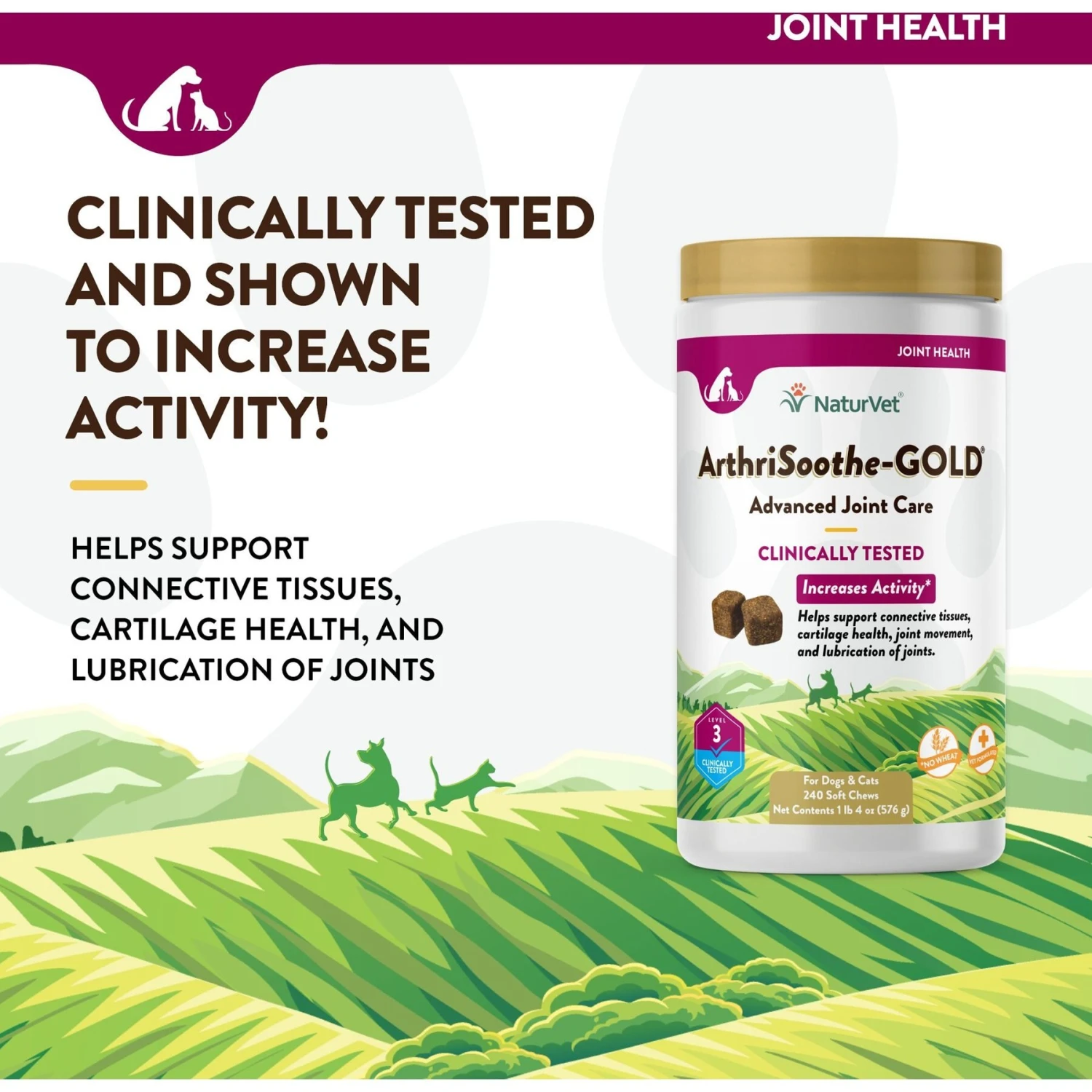 NaturVet ArthriSoothe-GOLD Level 3 MSM & Glucosamine Joint Supplement For Dogs & Cats, 240 Count 5 NaturVet ArthriSoothe-GOLD Level 3 MSM & Glucosamine Joint Supplement For Dogs & Cats, 240 Count - Image 3