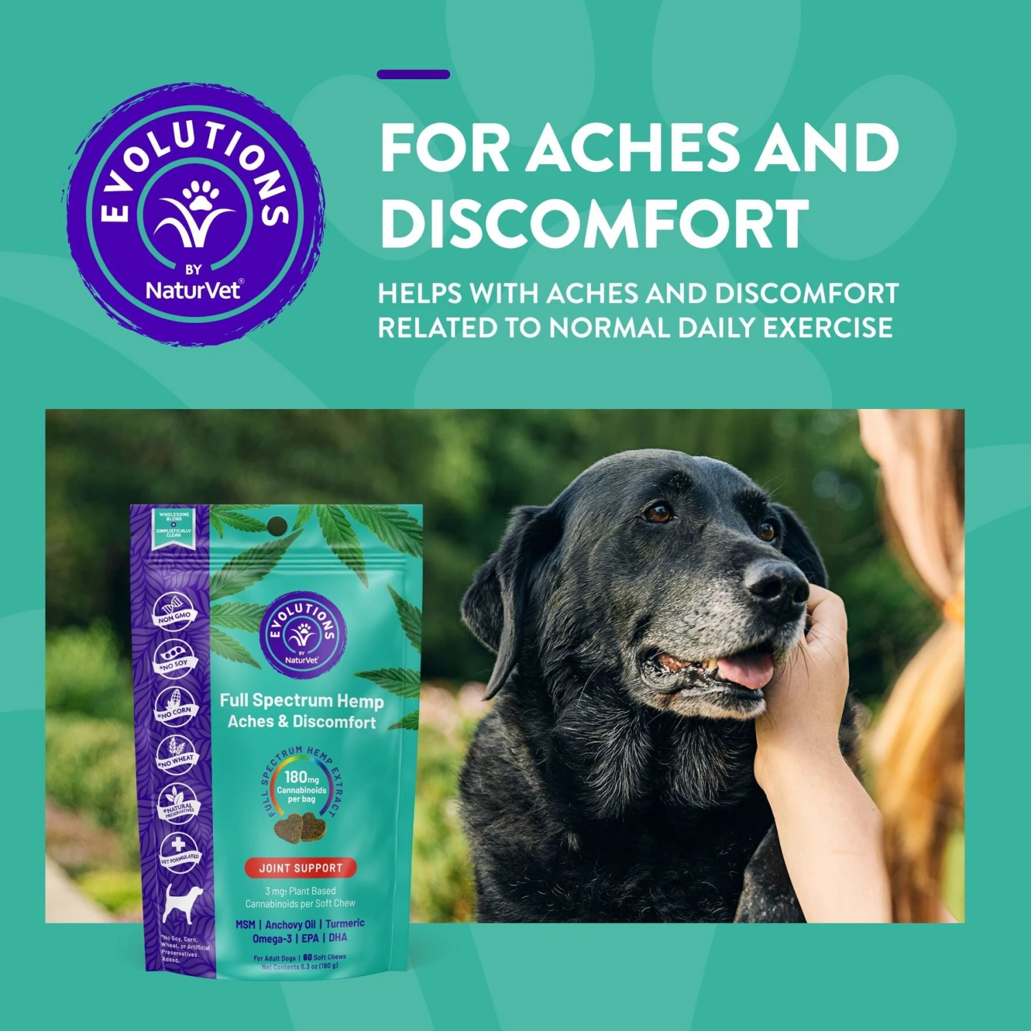 NaturVet Evolutions Full Spectrum Aches & Discomfort Soft Chew Supplement For Adult Dogs 4 NaturVet Evolutions Full Spectrum Aches & Discomfort Soft Chew Supplement For Adult Dogs - Image 2