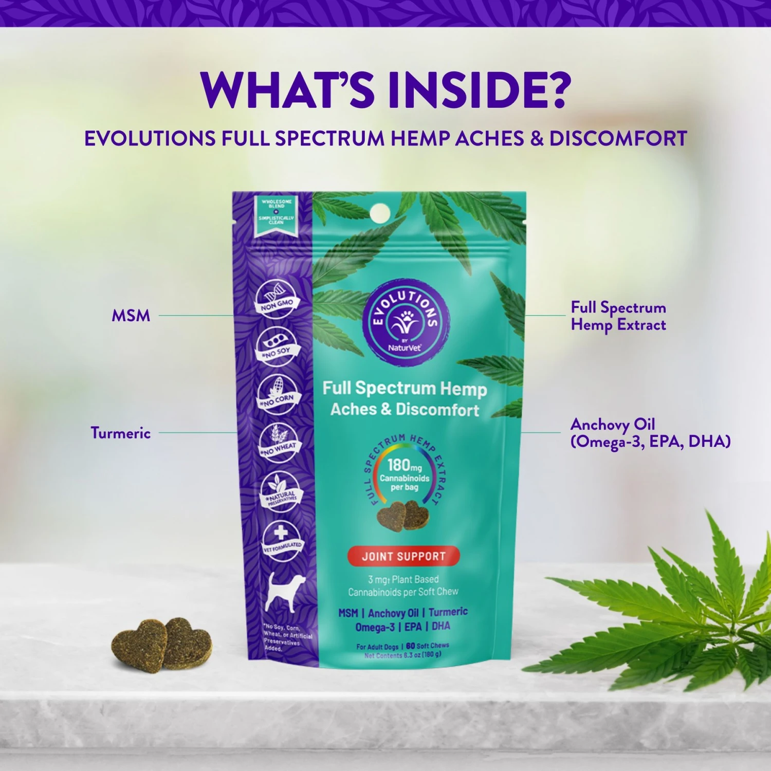 NaturVet Evolutions Full Spectrum Aches & Discomfort Soft Chew Supplement For Adult Dogs 5 NaturVet Evolutions Full Spectrum Aches & Discomfort Soft Chew Supplement For Adult Dogs - Image 3