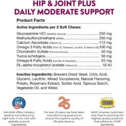 NaturVet Hip & Joint Plus Omegas Soft Chews Joint Supplement For Cats & Dogs 18 NaturVet Hip & Joint Plus Omegas Soft Chews Joint Supplement For Cats & Dogs -NaturVet 63805 PT7. AC SS1800 V1698697411