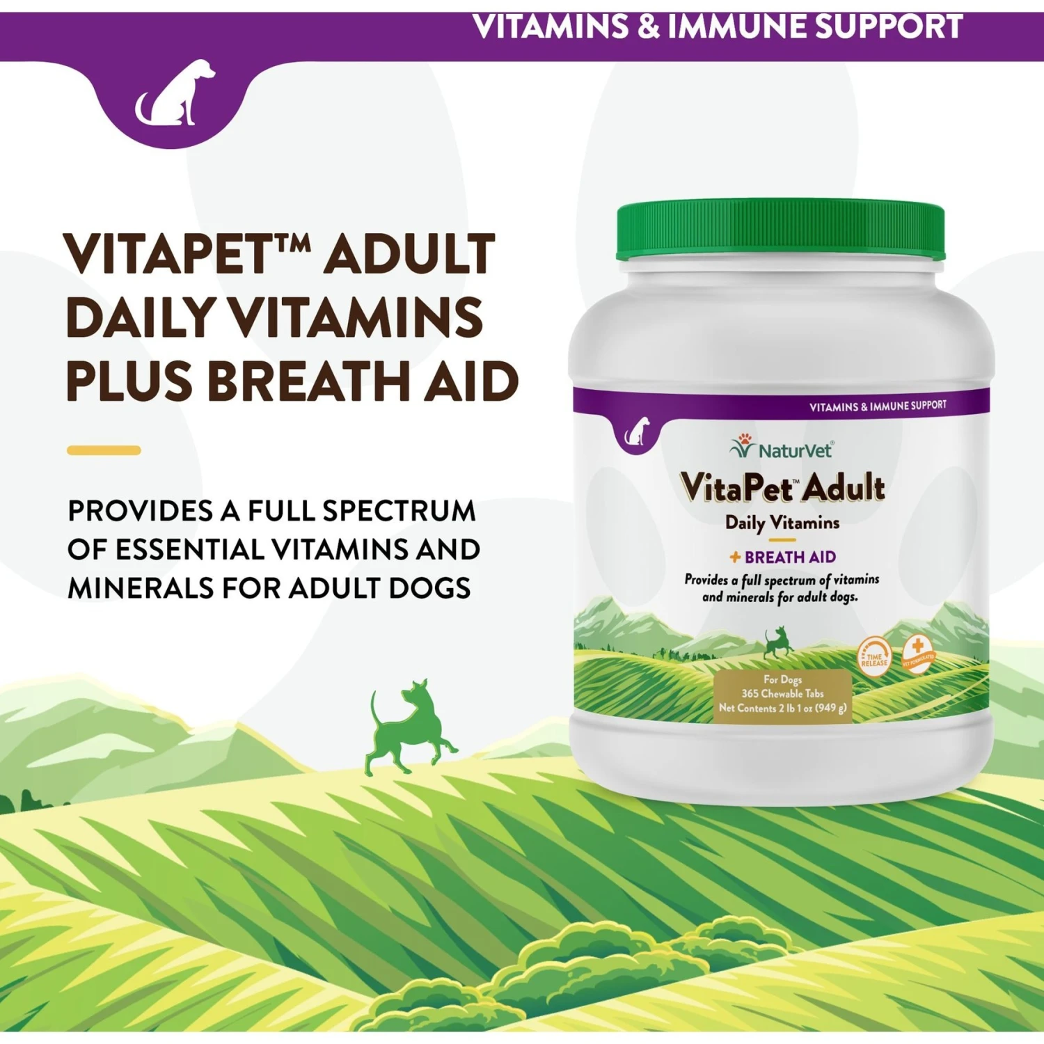 NaturVet VitaPet Adult Plus Breath Aid Chewable Tablets Multivitamin For Dogs 5 NaturVet VitaPet Adult Plus Breath Aid Chewable Tablets Multivitamin For Dogs - Image 3