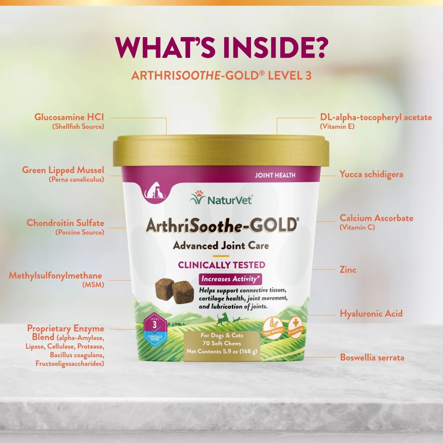 NaturVet Advanced Care ArthriSoothe-GOLD Soft Chews Joint Supplement For Cats & Dogs 7 NaturVet Advanced Care ArthriSoothe-GOLD Soft Chews Joint Supplement For Cats & Dogs - Image 5