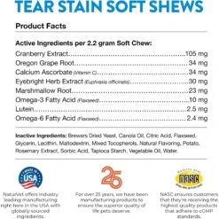 NaturVet Tear Stain Plus Lutein Soft Chews Vision Supplement For Cats & Dogs 19 NaturVet Tear Stain Plus Lutein Soft Chews Vision Supplement For Cats & Dogs -NaturVet 80390 PT8. AC SS1800 V1698694721