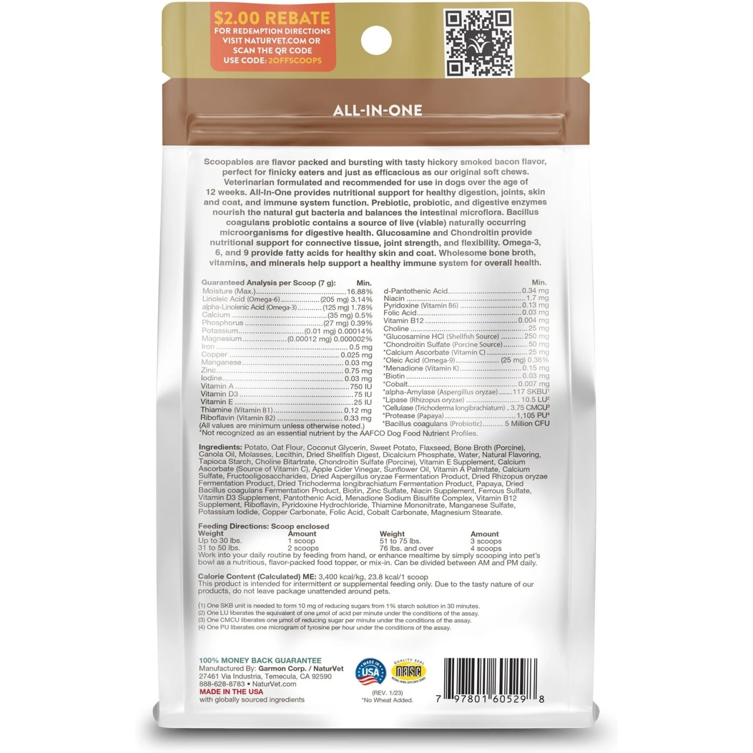 NaturVet Scoopables All-In-One 4-in-1 Support Dog Supplement, 11-oz Bag 4 NaturVet Scoopables All-In-One 4-in-1 Support Dog Supplement, 11-oz Bag - Image 2