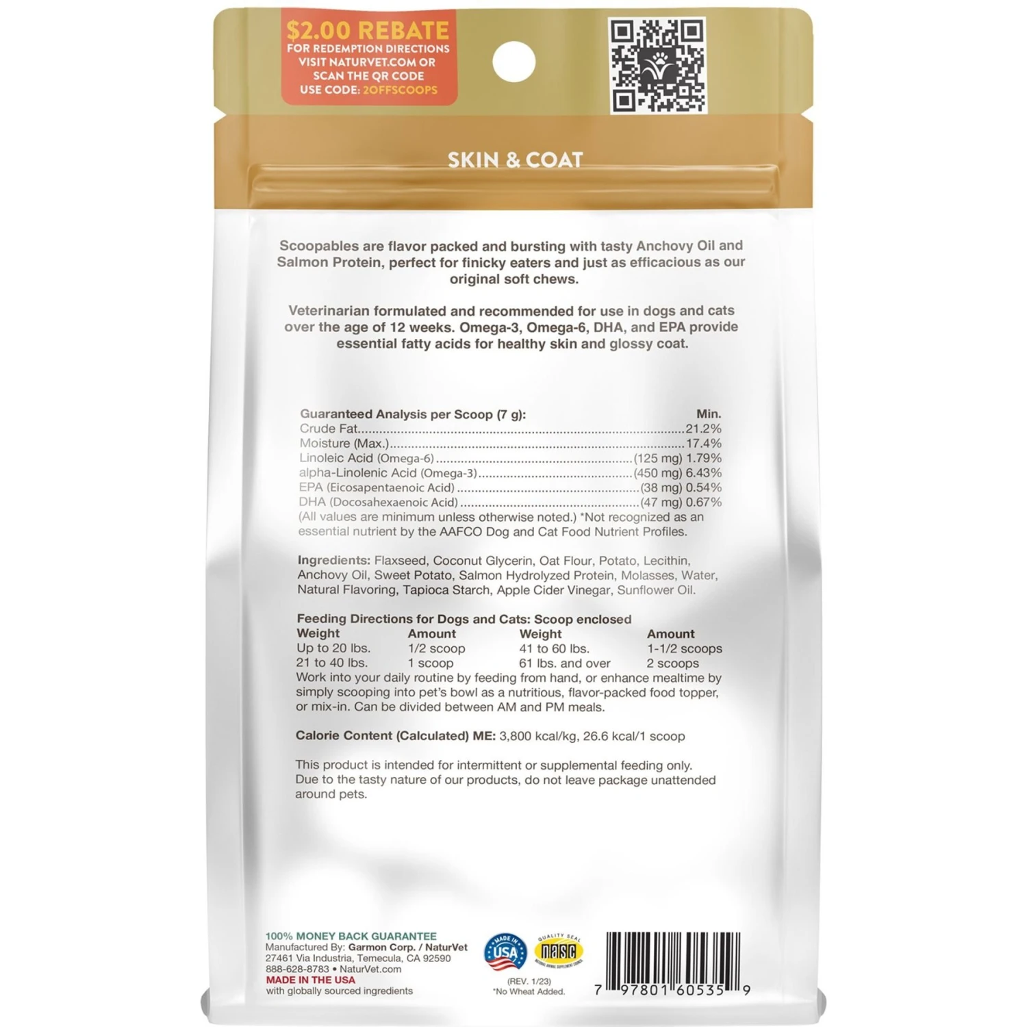NaturVet Scoopables Omega-Gold Dog & Cat Supplement, 11-oz Bag 4 NaturVet Scoopables Omega-Gold Dog & Cat Supplement, 11-oz Bag - Image 2
