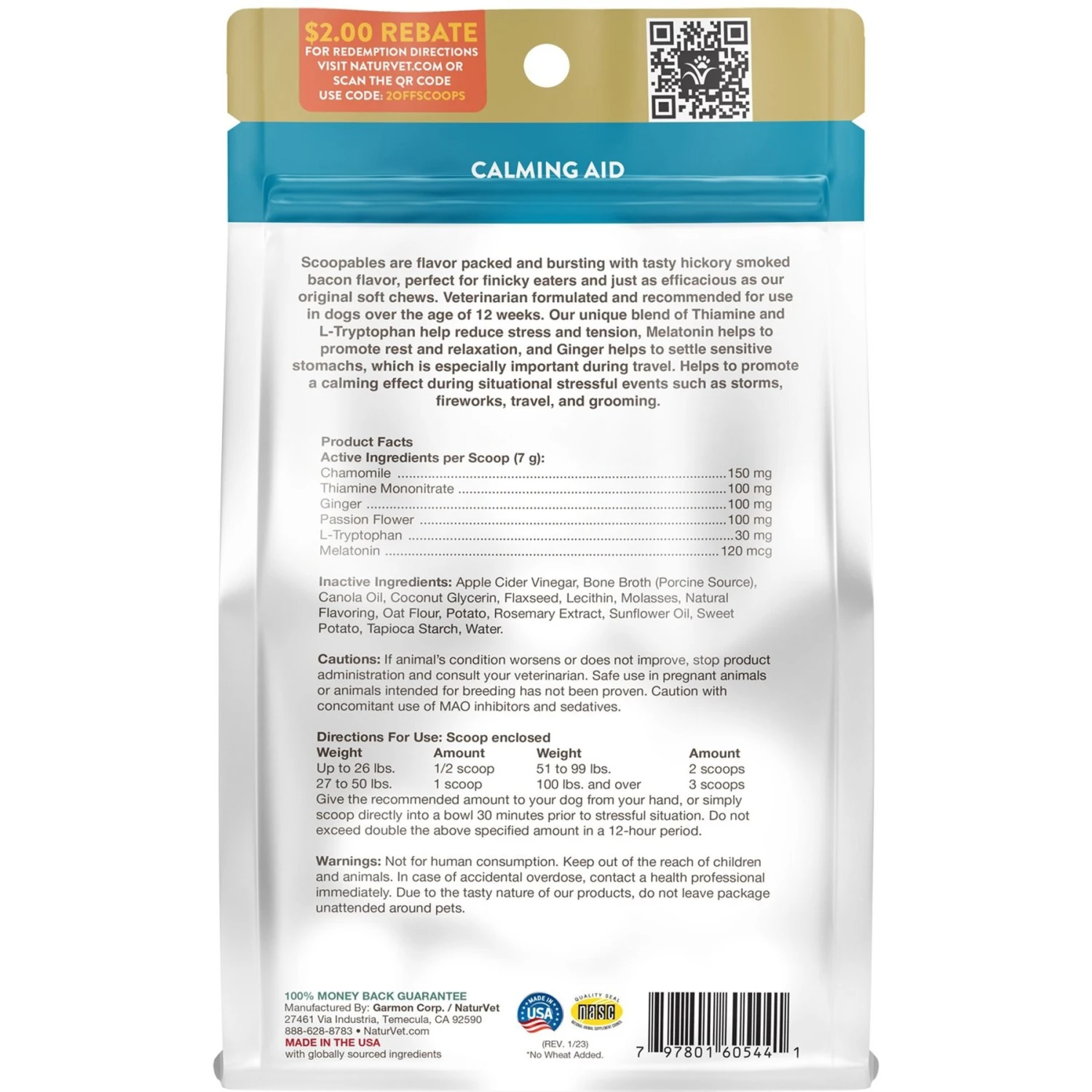 NaturVet Scoopables Quiet Moments Calming Aid Dog Supplement, 11-oz Bag 4 NaturVet Scoopables Quiet Moments Calming Aid Dog Supplement, 11-oz Bag - Image 2