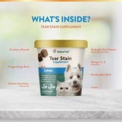 NaturVet Tear Stain Plus Lutein Soft Chews Vision Supplement For Cats & Dogs & NaturVet Tear Stain Remover Dog & Cat Liquid Topical Formula -NaturVet 941654 PT3. AC SS1800 V1692796449