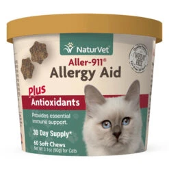 Naturvet Aller 911 Allergy Aid Plus Antioxidants CAT Cat Chewy Supplements - 60 Ct Cup