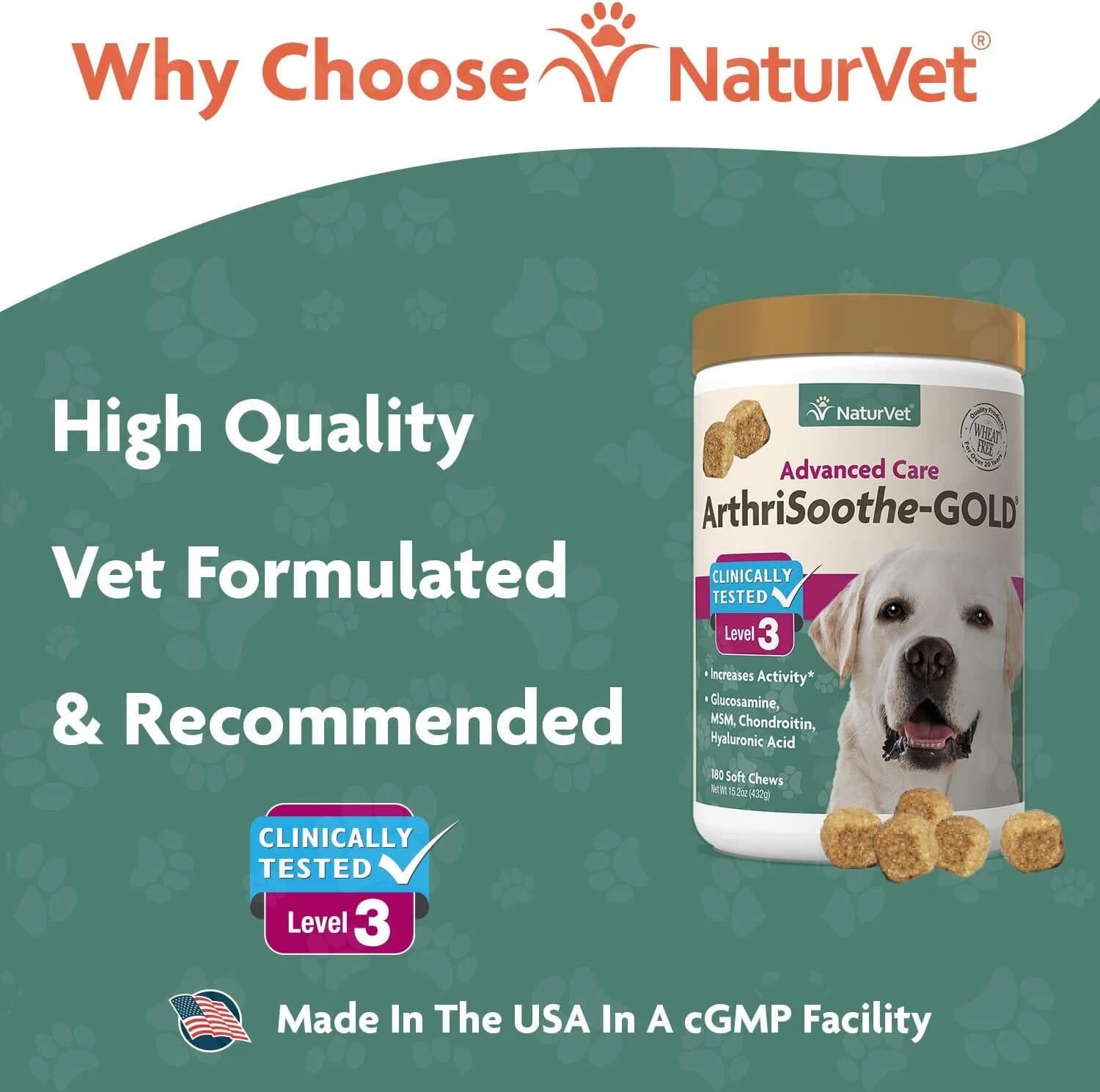 Naturvet ArthriSoothe GOLD Level 3 Joint Health Chewable Dog Supplement - 240 Count 6 Naturvet ArthriSoothe GOLD Level 3 Joint Health Chewable Dog Supplement - 240 Count - Image 4