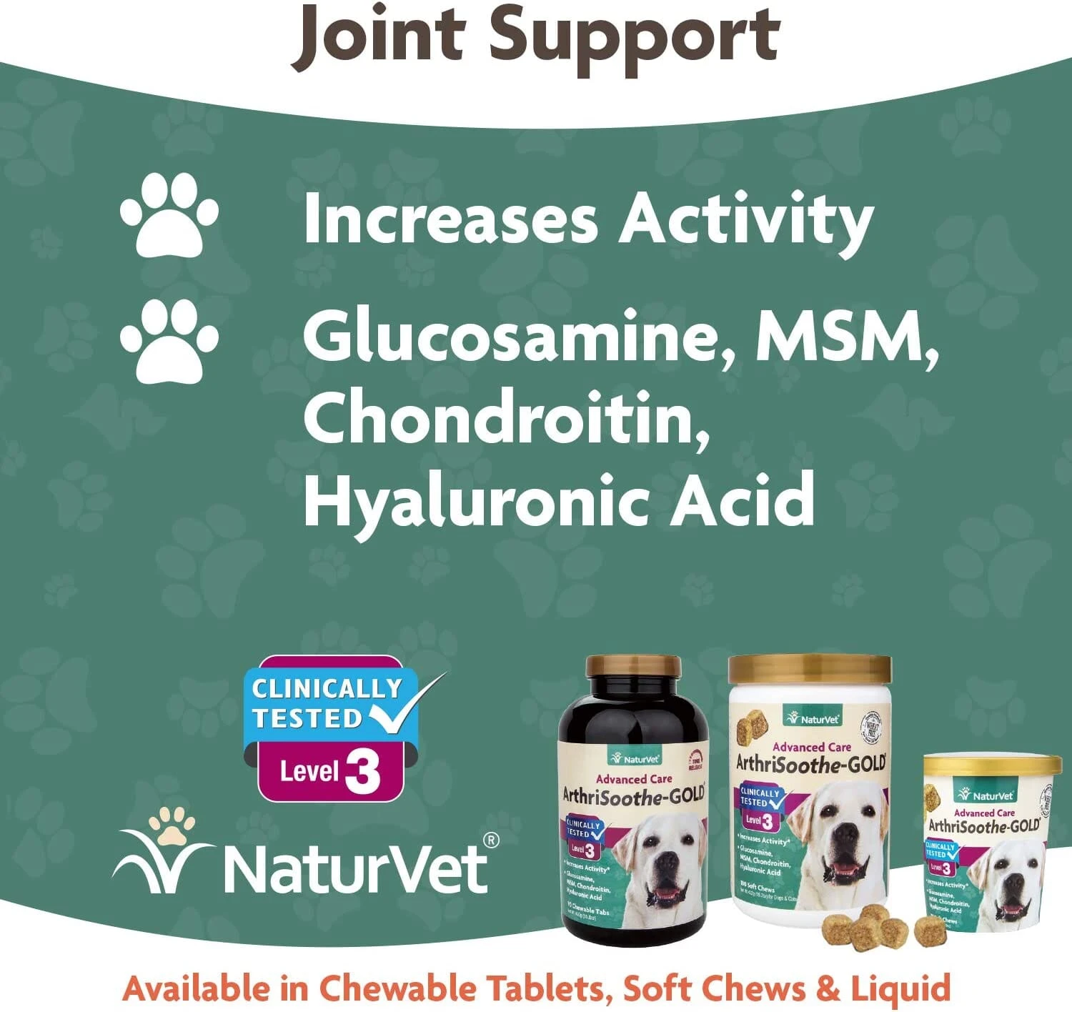 Naturvet ArthriSoothe GOLD Level 3 Joint Health Chewable Dog Supplement - 240 Count 7 Naturvet ArthriSoothe GOLD Level 3 Joint Health Chewable Dog Supplement - 240 Count - Image 5