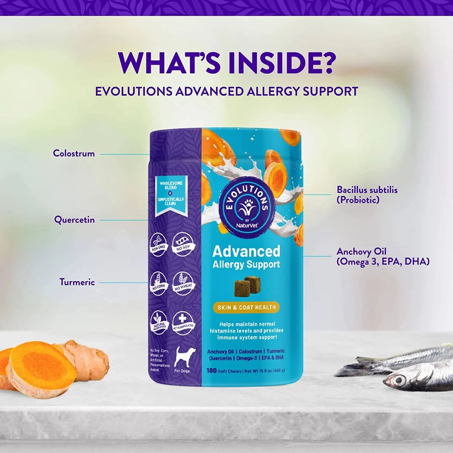 Naturvet Evolutions Advanced Allergy Support Soft Chews Dog Supplements - 180 Count 5 Naturvet Evolutions Advanced Allergy Support Soft Chews Dog Supplements - 180 Count - Image 3