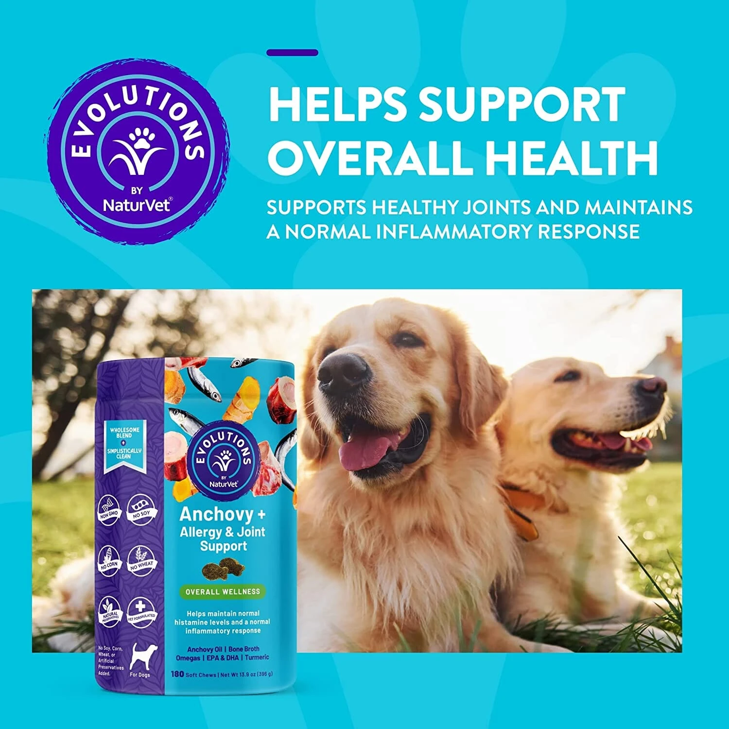 Naturvet Evolutions Anchovy + Allergy And Joint Support Soft Chews Dog Supplements - 180 Count 4 Naturvet Evolutions Anchovy + Allergy And Joint Support Soft Chews Dog Supplements - 180 Count - Image 2