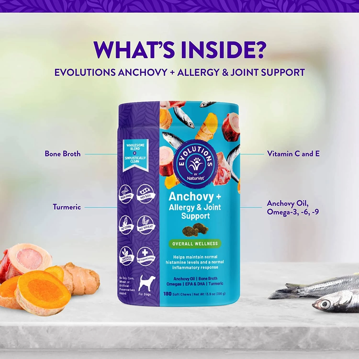 Naturvet Evolutions Anchovy + Allergy And Joint Support Soft Chews Dog Supplements - 180 Count 5 Naturvet Evolutions Anchovy + Allergy And Joint Support Soft Chews Dog Supplements - 180 Count - Image 3