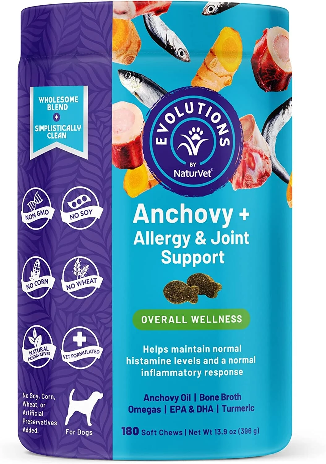 Naturvet Evolutions Anchovy + Allergy And Joint Support Soft Chews Dog Supplements - 180 Count 3 Naturvet Evolutions Anchovy + Allergy And Joint Support Soft Chews Dog Supplements - 180 Count