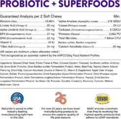 Naturvet Evolutions Probiotic + Superfoods Soft Chews Dog Supplements - 180 Count -NaturVet naturvet evolutions probiotic superfoods soft chews dog supplements 180 count 523597