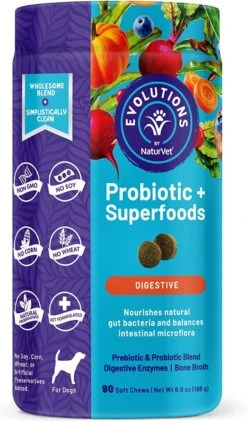 Naturvet Evolutions Probiotic + Superfoods Soft Chews Dog Supplements - 90 Count