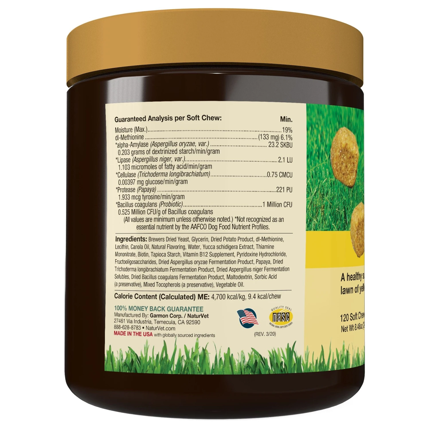 Naturvet GrassSaver Soft Chew Dog Supplements - 120 Ct Jar 4 Naturvet GrassSaver Soft Chew Dog Supplements - 120 Ct Jar - Image 2